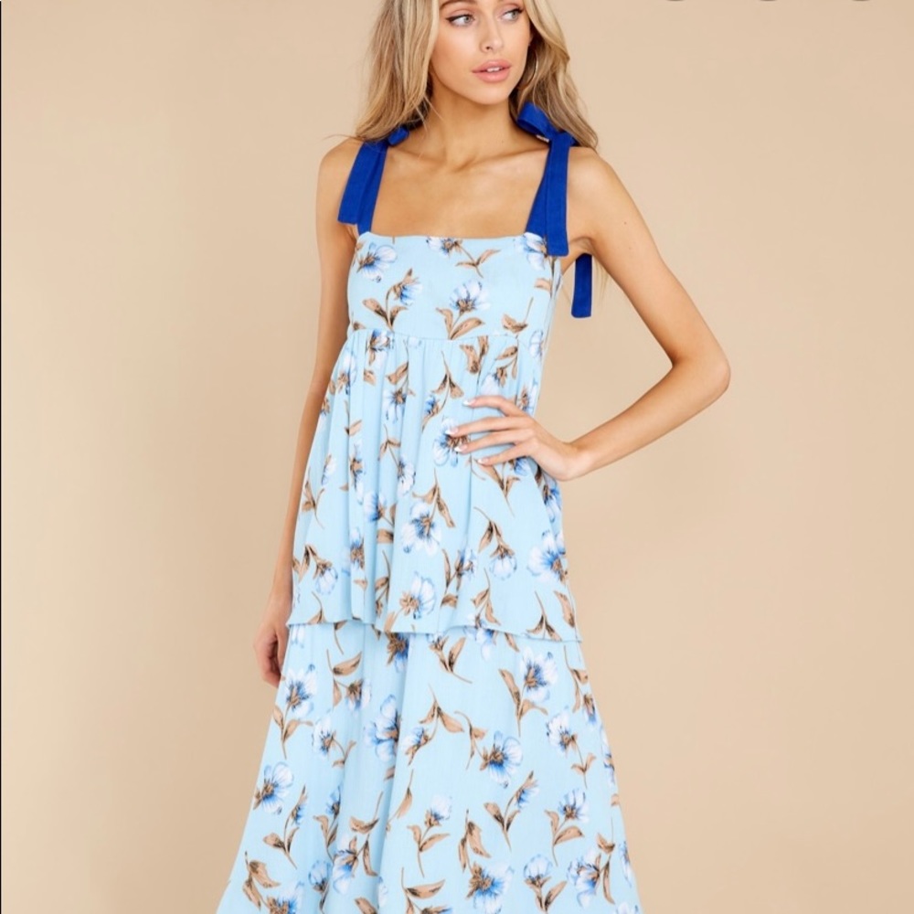 Run to You Blue Floral Print Maxi Dress